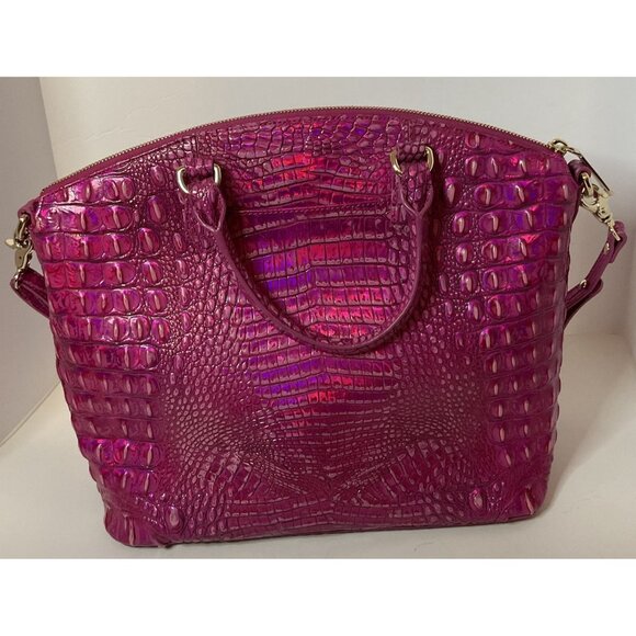 Brahmin Duxbury Leather Crossbody Double Handle Satchel Melbourne Hot Pink - Picture 4 of 8